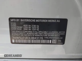2020 BMW 3 Series M340i with VIN 3MW5U7J03L8B43176, listed as a IAAI auction lot 41450902 with 61,118 mi miles. Bid and sale history available at carsss.com. Image 9.