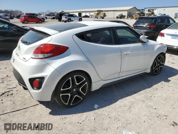 2015 Hyundai Veloster Turbo with VIN KMHTC6AE9FU222633, listed as a Copart auction lot 47554255 with 83,296 mi miles and Salvage title. Bid and sale history available at DreamBid. Image 3.