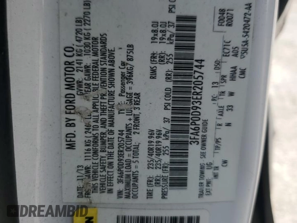 2014 Ford Fusion Titanium с VIN 3FA6P0D93ER205744, выставлен на аукционе Copart как лот 56228345 с пробегом 160 882 миль миль и Списание • Salvage title. История ставок и продаж доступна на DreamBid. Изображение 12.
