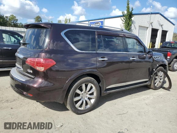 2011 Infiniti QX56 8-passenger with VIN JN8AZ2NC6B9302422, listed as a Copart auction lot 78428204 with 98,044 mi miles and Salvage Title. Bid and sale history available at carsss.com. Image 3.