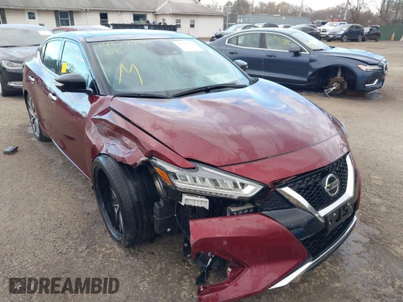 2020 Nissan Maxima Platinum with VIN 1N4AA6FV1LC377694, listed as a IAAI auction lot 40997776 with 14,321 mi miles and . Bid and sale history available at DreamBid. Image 6.