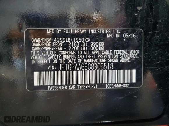 2016 Subaru Impreza 2.0i с VIN JF1GPAA65G8306518, выставлен на аукционе Copart как лот 53309335 с пробегом 84 584 миль миль и Списание • Salvage title. История ставок и продаж доступна на DreamBid. Изображение 12.