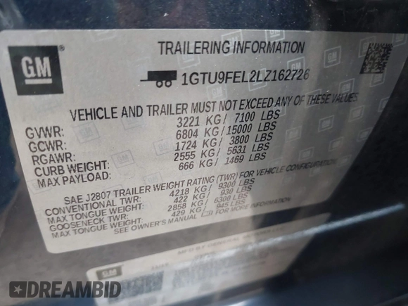 2020 GMC Sierra 1500 Denali с VIN 1GTU9FEL2LZ162726, выставлен на аукционе IAAI как лот 41442855 с пробегом 142 272 миль миль и . История ставок и продаж доступна на DreamBid. Изображение 9.