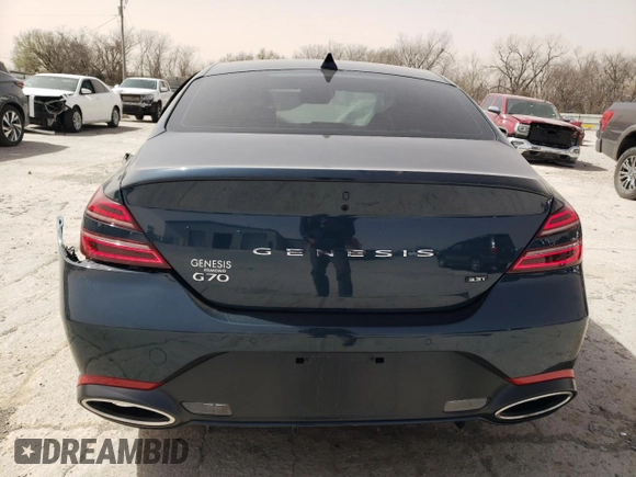 2023 Genesis G70 3.3T with VIN KMTG54TE4PU113520, listed as a Copart auction lot 49345075 with 35,625 mi miles and Salvage Title. Bid and sale history available at DreamBid. Image 6.