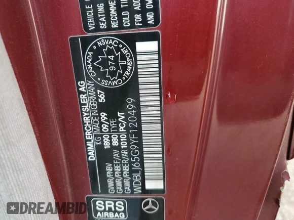 2000 Mercedes-Benz CLK 320/430 with VIN WDBLJ65G9YF120499, listed as a Copart auction lot 65742024 with 223,013 mi miles and Clean Title. Bid and sale history available at DreamBid. Image 12.