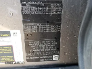 2020 Land Rover Defender SE with VIN SALEP7EU1L2009698, listed as a Copart auction lot 78194764 with 63,407 mi miles and Salvage title. Bid and sale history available at DreamBid. Image 13.