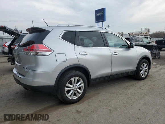 2015 Nissan Rogue SV with VIN KNMAT2MVXFP570343, listed as a Copart auction lot 53054755 with 190,035 mi miles and Clean Title. Bid and sale history available at carsss.com. Image 3.