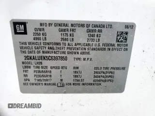2012 GMC Terrain SLT-1 z VIN 2GKALUEK5C6397850, wystawiony jako Copart lot #58997155 z przebiegiem 147 650 mil mil oraz Szkoda całkowita • Salvage title. Historia ofert i sprzedaży dostępna na DreamBid. Obrazek 13.