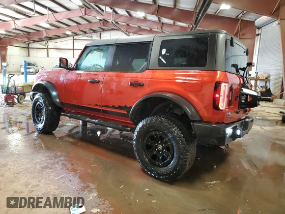 2023 Ford Bronco z VIN 1FMEE5DP1PLB74756, wystawiony jako Copart lot #46458355 z przebiegiem 23 744 mil mil oraz Szkoda całkowita • Salvage title. Historia ofert i sprzedaży dostępna na DreamBid. Obrazek 2.