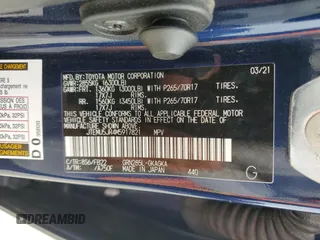 2021 Toyota 4Runner SR5 z VIN JTEMU5JR4M5917821, wystawiony jako Copart lot #51359905 z przebiegiem 77 403 mil mil oraz Szkoda całkowita • Salvage title. Historia ofert i sprzedaży dostępna na DreamBid. Obrazek 13.