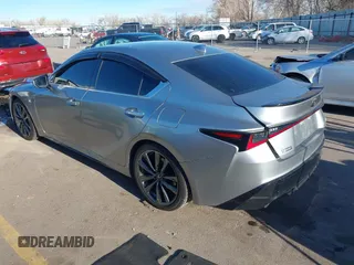 2021 Lexus IS with VIN JTHGZ1B23M5042856, listed as a IAAI auction lot 41858343 with 61,790 mi miles. Bid and sale history available at carsss.com. Image 3.