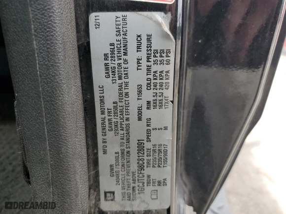 2012 Chevrolet Colorado LT w/1LT with VIN 1GCJTCF98C8128091, listed as a Copart auction lot 82342034 with 176,113 mi miles and Salvage Title. Bid and sale history available at carsss.com. Image 13.