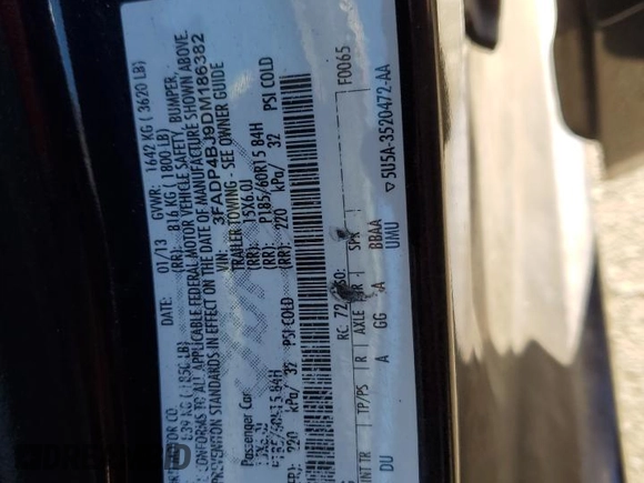 2013 Ford Fiesta SE z VIN 3FADP4BJ9DM186382, wystawiony jako Copart lot #67754934 z przebiegiem 157 495 mil mil oraz Szkoda całkowita • Salvage title. Historia ofert i sprzedaży dostępna na DreamBid. Obrazek 14.