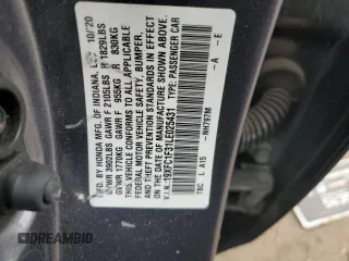 2020 Honda Civic Sedan EX with VIN 19XFC1F31LE025431, listed as a Copart auction lot 50507525 with 61,981 mi miles and Salvage Title. Bid and sale history available at carsss.com. Image 12.