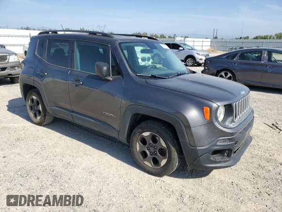 2017 Jeep Renegade Sport with VIN ZACCJAAB1HPF90179, listed as a Copart auction lot 60743035 with 98,776 mi miles and Salvage title. Bid and sale history available at DreamBid. Image 4.