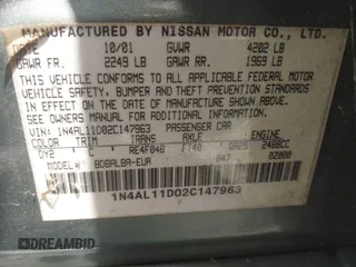 2002 Nissan Altima S z VIN 1N4AL11D02C147963, wystawiony jako IAAI lot #42318252 z przebiegiem 203 894 mil mil oraz . Historia ofert i sprzedaży dostępna na DreamBid. Obrazek 9.