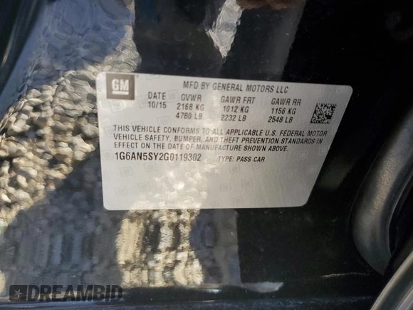 2016 Cadillac ATS-V z VIN 1G6AN5SY2G0119302, wystawiony jako Copart lot #80338274 z przebiegiem 84 684 mil mil oraz Szkody całkowita. Historia ofert i sprzedaży dostępna na DreamBid. Obrazek 12.
