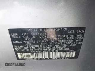 2024 Subaru Outback Touring z VIN 4S4BTAPC0R3269130, wystawiony jako IAAI lot #41764796 z przebiegiem 21 271 mil mil oraz . Historia ofert i sprzedaży dostępna na DreamBid. Obrazek 9.