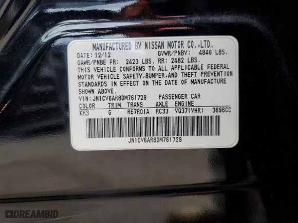 2013 Infiniti G37 Sedan x with VIN JN1CV6AR8DM761729, listed as a Copart auction lot 42753115 with NaN miles and Salvage Title. Bid and sale history available at carsss.com. Image 12.