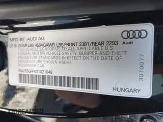 2016 Audi A3 Premium Plus z VIN WAUE8GFF4G1021048, wystawiony jako IAAI lot #41632960 z przebiegiem 107 911 mil mil oraz . Historia ofert i sprzedaży dostępna na DreamBid. Obrazek 9.