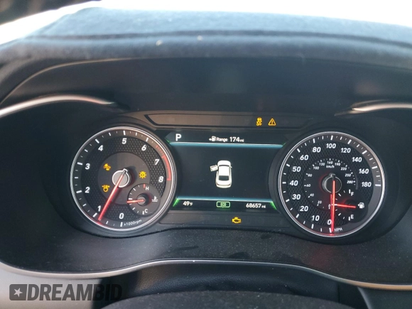 2019 Genesis G70 Advanced with VIN KMTG44LA7KU019530, listed as a Copart auction lot 81485154 with 68,657 mi miles and Salvage Title. Bid and sale history available at DreamBid. Image 9.