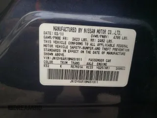 2011 Infiniti G25 x with VIN JN1DV6AR1BM451911, listed as a Copart auction lot 72554854 with 191,218 mi miles and Salvage Title. Bid and sale history available at carsss.com. Image 12.