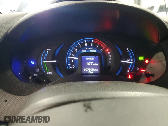 2013 Honda Insight EX with VIN JHMZE2H77DS001810, listed as a Copart auction lot 43332675 with 97,508 mi miles and Salvage title. Bid and sale history available at DreamBid. Image 9.