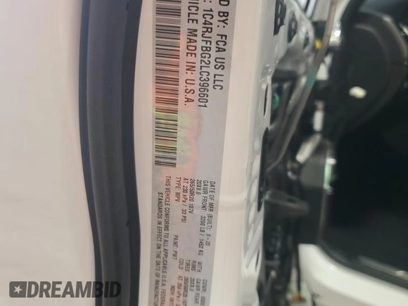 2020 Jeep Grand Cherokee Limited with VIN 1C4RJFBG2LC396601, listed as a Copart auction lot 57044095 with 110,808 mi miles and Salvage title. Bid and sale history available at DreamBid. Image 14.