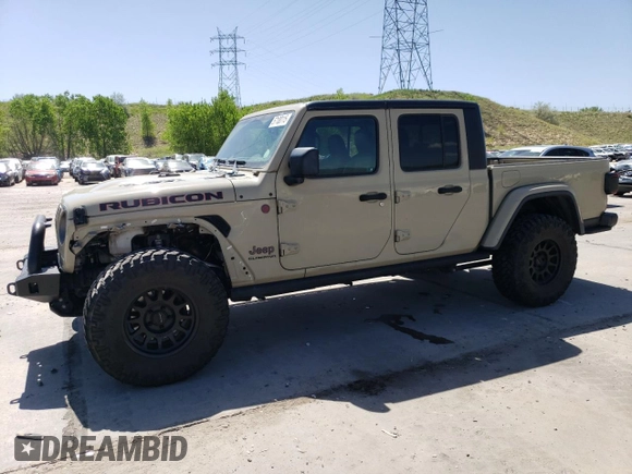 2020 Jeep Gladiator Rubicon z VIN 1C6JJTBG2LL190732, wystawiony jako Copart lot #57100115 z przebiegiem 55 679 mil mil oraz Szkoda całkowita • Salvage title. Historia ofert i sprzedaży dostępna na DreamBid. Obrazek 1.