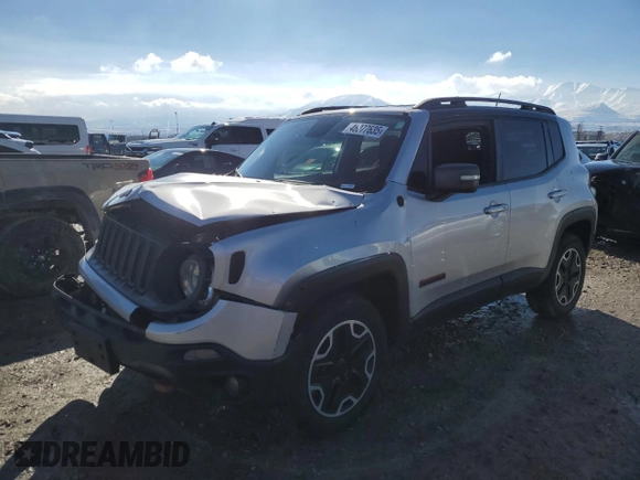 2015 Jeep Renegade Trailhawk with VIN ZACCJBCT0FPB56244, listed as a Copart auction lot 46077635 with 98,455 mi miles and Salvage Title. Bid and sale history available at DreamBid. Image 1.