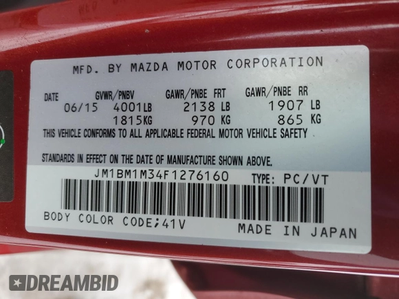 2015 Mazda 3 S Grand Touring with VIN JM1BM1M34F1276160, listed as a Copart auction lot 47063865 with 223,803 mi miles and Clean Title. Bid and sale history available at DreamBid. Image 12.