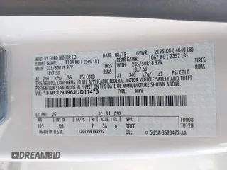 2018 Ford Escape Titanium с VIN 1FMCU9J96JUD11473, выставлен на аукционе IAAI как лот 42402996 с пробегом 110 388 миль миль и . История ставок и продаж доступна на DreamBid. Изображение 9.