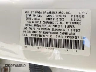 2015 Acura TLX with VIN 19UUB1F36FA028165, listed as a IAAI auction lot 42462426 with 122,080 mi miles and . Bid and sale history available at DreamBid. Image 9.