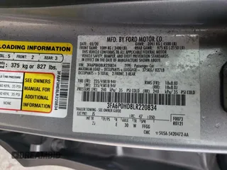 2020 Ford Fusion SE with VIN 3FA6P0HD8LR220834, listed as a Copart auction lot 63946975 with 131,475 mi miles and Clean title. Bid and sale history available at DreamBid. Image 12.
