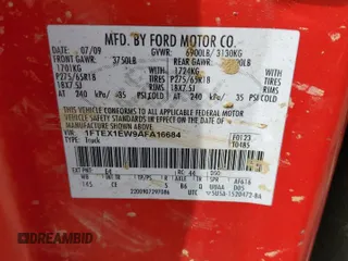 2010 Ford F-150 XL with VIN 1FTEX1EW9AFA16684, listed as a Copart auction lot 54856885 with 168,698 mi miles and Non repairable. Bid and sale history available at DreamBid. Image 13.