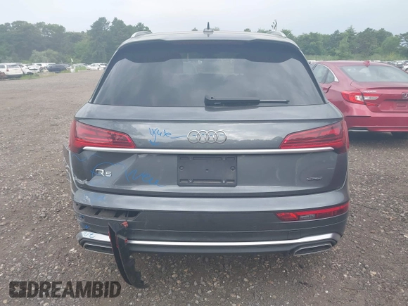 2023 Audi Q5 S line Premium Plus with VIN WA1EAAFY8P2008054, listed as a IAAI auction lot 42678217 with 20,363 mi miles and . Bid and sale history available at DreamBid. Image 16.