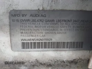 2016 Audi A4 Premium с VIN WAUAFAFL6GN015929, выставлен на аукционе IAAI как лот 41889476 с пробегом 165 184 миль миль и . История ставок и продаж доступна на DreamBid. Изображение 9.