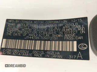 2016 Lexus RC 350 F Sport with VIN JTHHE5BC7G5012151, listed as a IAAI auction lot 42203359 with 124,389 mi miles and . Bid and sale history available at DreamBid. Image 9.