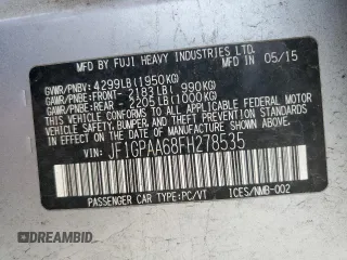 2015 Subaru Impreza 2.0i с VIN JF1GPAA68FH278535, выставлен на аукционе Copart как лот 58615325 с пробегом 88 082 миль миль и Чистый • Clean title. История ставок и продаж доступна на DreamBid. Изображение 13.