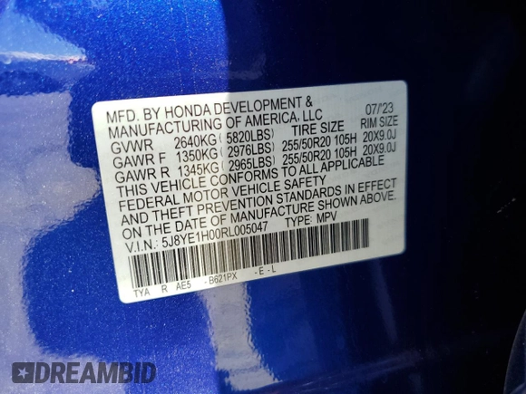 2024 Acura MDX w/A-Spec Package with VIN 5J8YE1H00RL005047, listed as a Copart auction lot 60940675 with 14,032 mi miles and Salvage title. Bid and sale history available at DreamBid. Image 14.