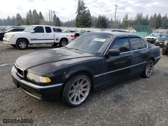 2001 BMW 7 Series 740iA with VIN WBAGG83431DN86580, listed as a Copart auction lot 44708755 with 180,708 mi miles and Clean Title. Bid and sale history available at carsss.com. Image 1.