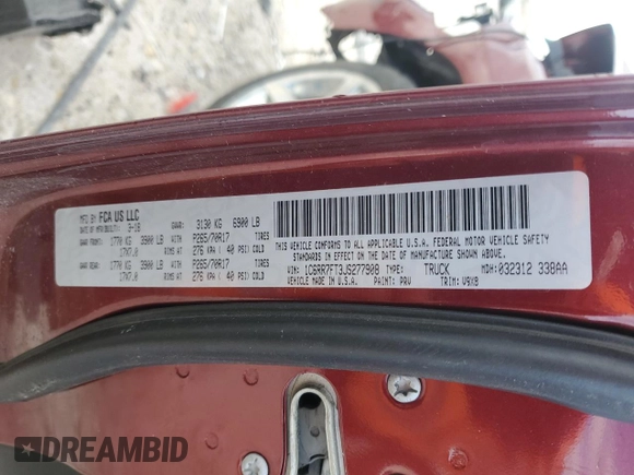2018 Ram 1500 Express with VIN 1C6RR7FT3JS277908, listed as a Copart auction lot 51760535 with 163,395 mi miles and Salvage title. Bid and sale history available at DreamBid. Image 12.