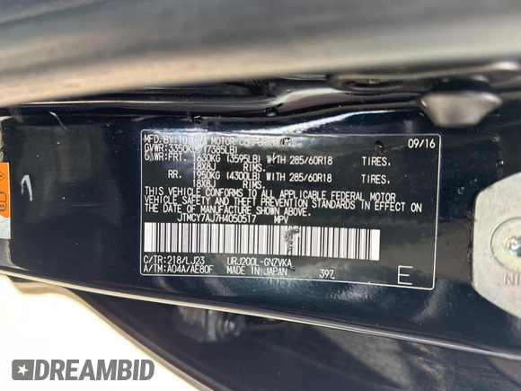 2017 Toyota Land Cruiser z VIN JTMCY7AJ7H4050517, wystawiony jako Copart lot #73833724 z przebiegiem 137 775 mil mil oraz Czysty tytuł • Clean title. Historia ofert i sprzedaży dostępna na DreamBid. Obrazek 10.