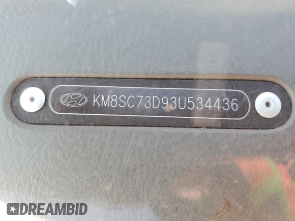2003 Hyundai Santa Fe GLS with VIN KM8SC73D93U534436, listed as a Copart auction lot 44957605 with 123,519 mi miles and Salvage Title. Bid and sale history available at carsss.com. Image 13.