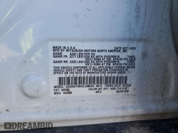 2015 Mitsubishi Outlander Sport 2.4 ES with VIN 4A4AR3AW3FE058185, listed as a Copart auction lot 42904425 with 164,457 mi miles and Salvage Title. Bid and sale history available at carsss.com. Image 13.