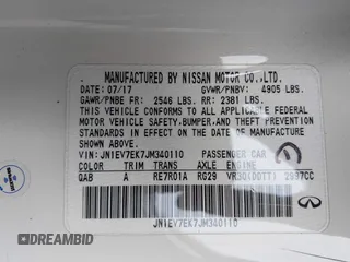 2018 Infiniti Q60 Luxe with VIN JN1EV7EK7JM340110, listed as a IAAI auction lot 41549889 with 114,012 mi miles and . Bid and sale history available at DreamBid. Image 9.