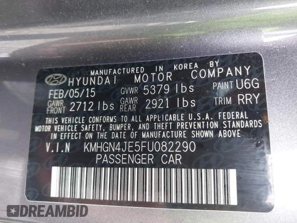 2015 Hyundai Genesis 3.8L z VIN KMHGN4JE5FU082290, wystawiony jako IAAI lot #42097746 z przebiegiem 116 079 mil mil oraz . Historia ofert i sprzedaży dostępna na DreamBid. Obrazek 9.