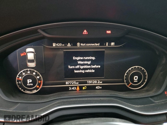 2017 Audi A4 Prestige with VIN WAUFNAF42HN037462, listed as a Copart auction lot 88116335 with 87,725 mi miles and Salvage Title. Bid and sale history available at carsss.com. Image 9.