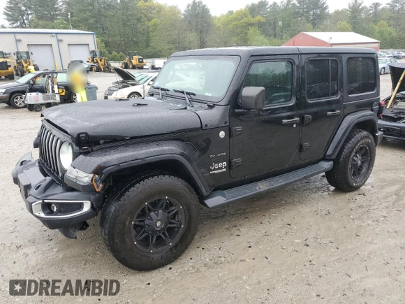 2019 Jeep Wrangler Unlimited Sahara with VIN 1C4HJXEG9KW531423, listed as a Copart auction lot 55577875 with 62,825 mi miles and Non repairable. Bid and sale history available at DreamBid. Image 1.