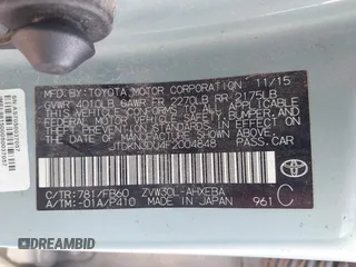 2015 Toyota Prius Four with VIN JTDKN3DU4F2004848, listed as a IAAI auction lot 42377225 with 196,511 mi miles and . Bid and sale history available at DreamBid. Image 9.